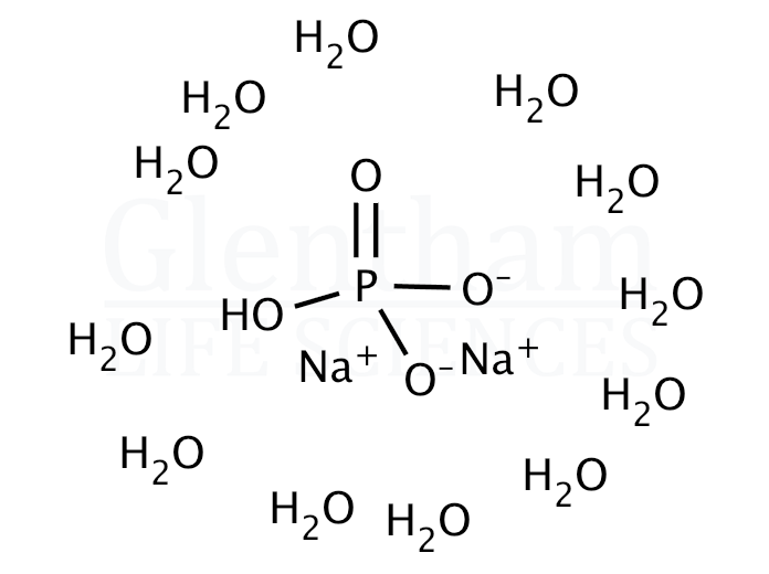 di-Sodium hydrogen phosphate dodecahydrate, 99%, Ph. Eur., USP grade Structure