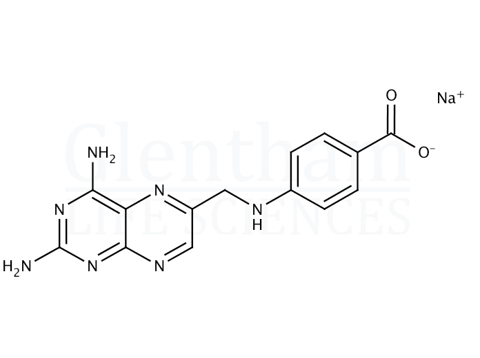 Structure for 4-(N-[2,4-Diamino-6-pteridinylmethyl]amino)benzoic acid sodium salt