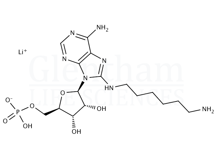 Structure for 8-(6-Aminohexyl)aminoadenosine 5′-monophosphate lithium salt