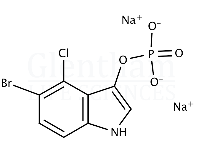 Structure for 5-Bromo-4-chloro-3-indolyl phosphate disodium salt