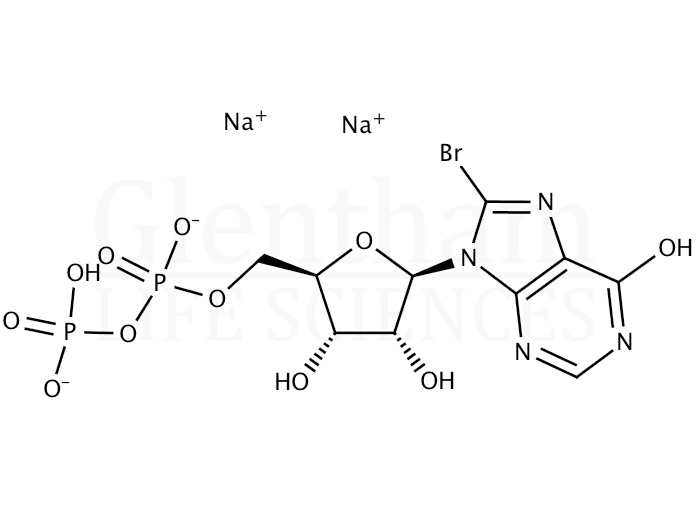 Structure for  8-Bromoinosine 5′-diphosphate sodium salt  (102185-44-4)