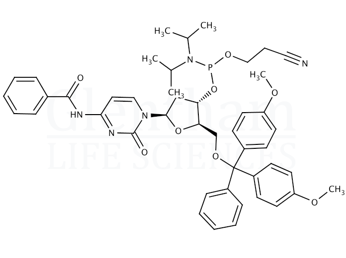 Structure for N4-Benzoyl-2''-deoxy-5''-O-DMT-cytidine 3''-CE phosphoramidite