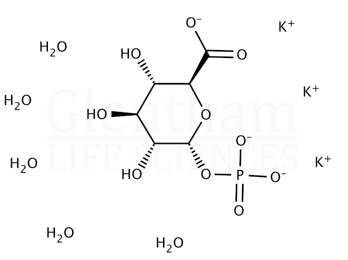 Structure for a-D-Glucuronic acid 1-phosphate tripotassium salt pentahydrate