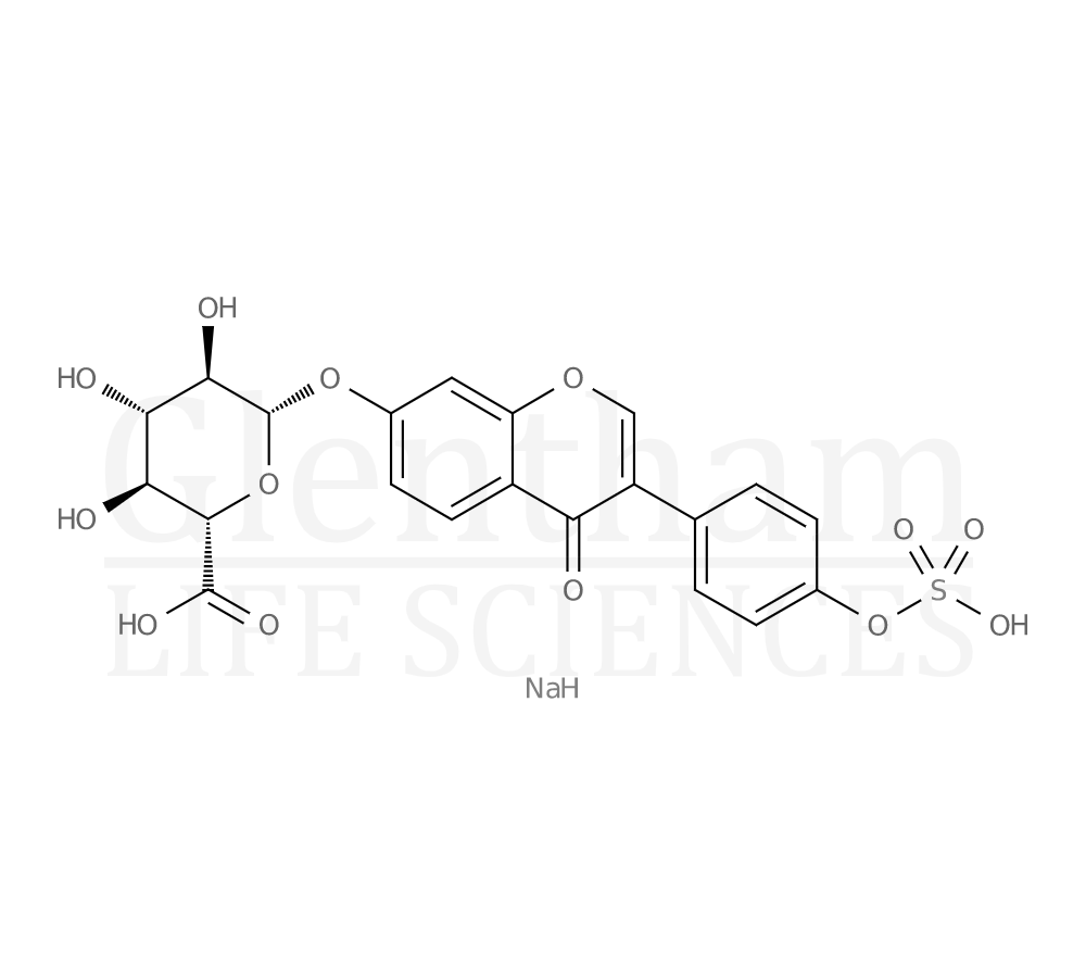 Structure for Daidzein 7-b-D-glucuronide 4’-sulfate disodium salt