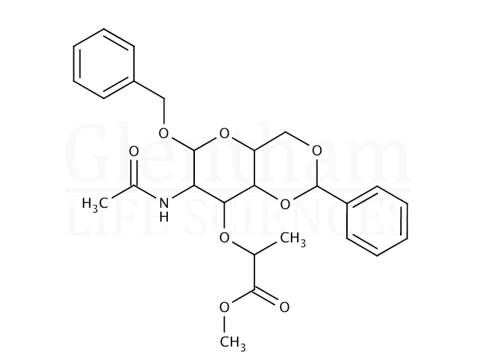Benzyl N-acetyl-4,6-O-benzylidene-α-D-muramic acid methyl ester Structure