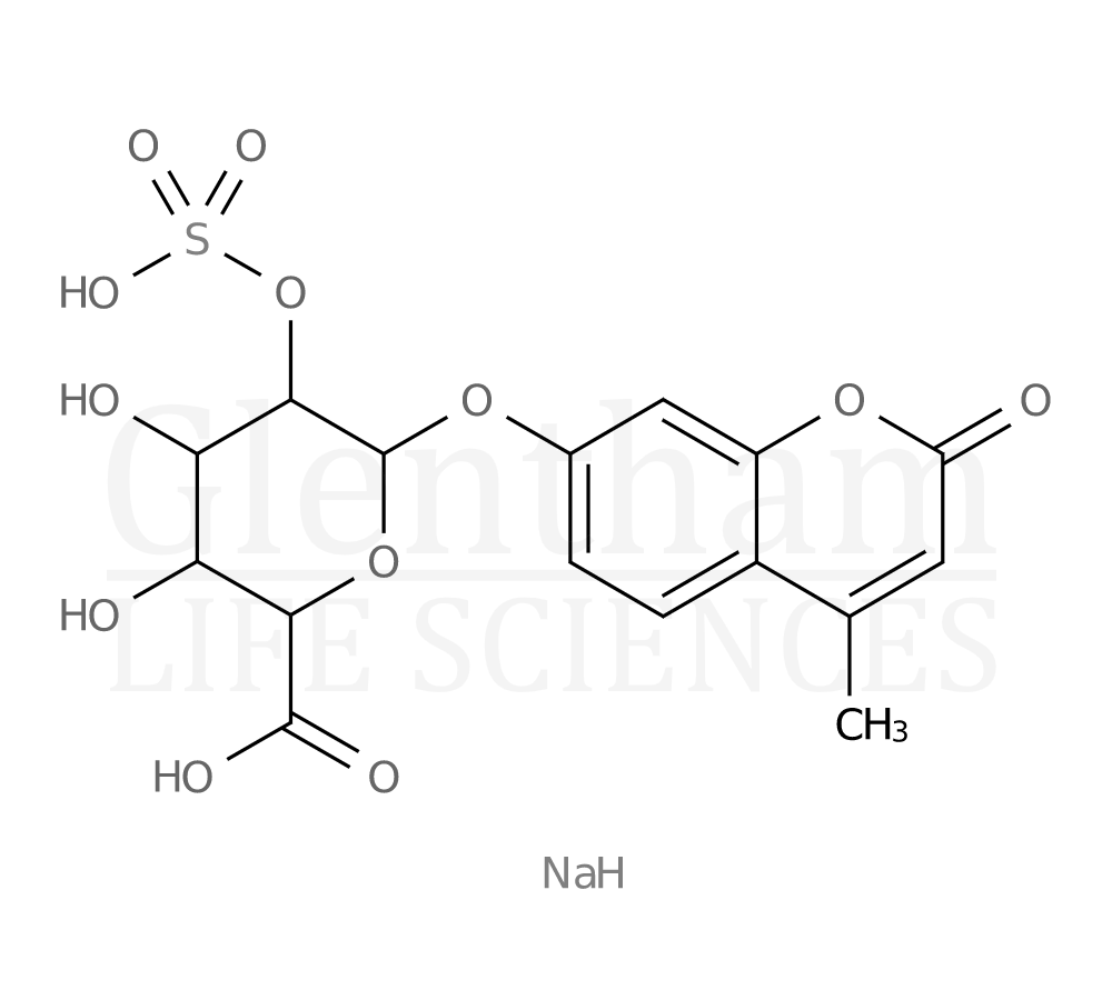 4-Methylumbelliferyl a-L-idopyranosiduronic acid 2-sulphate disodium salt Structure
