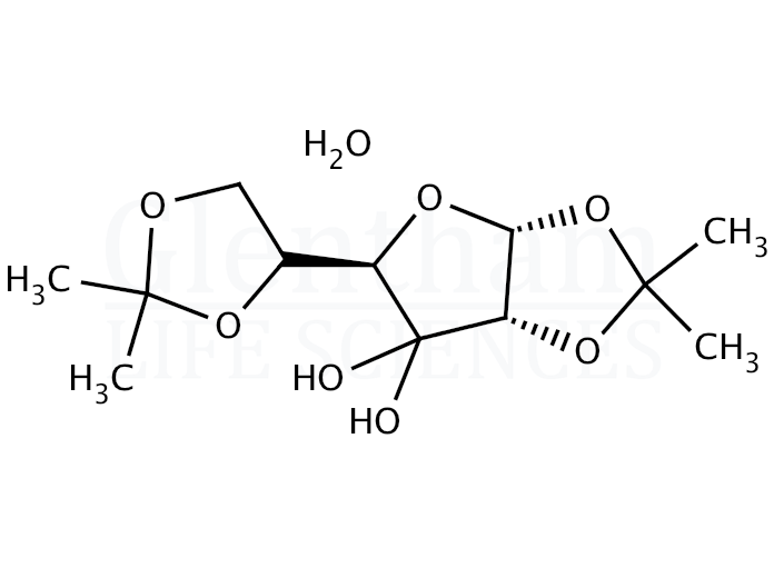 1,2:5,6-Di-O-isopropylidene-a-D-ribo-hexofuranose-3-ulose monohydrate Structure