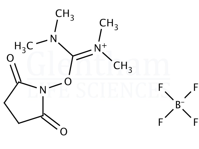 Structure for O-(N-Succinimidyl)-N,N,N'',N''-tetramethyluronium tetrafluoroborate (TSTU)