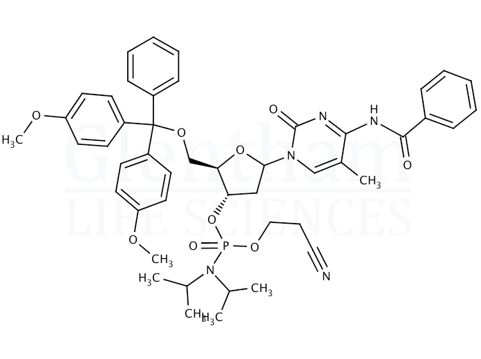 Structure for N4-Benzoyl-2''-deoxy-5''-O-DMT-5-methylcytidine 3''-CE phosphoramidite