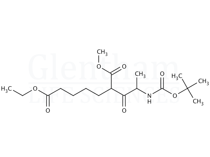 Structure for 2-[2-(N-Boc-amino)propionyl]heptanedioic Acid 7-ethyl ester 1-methyl ester (1076199-19-3)