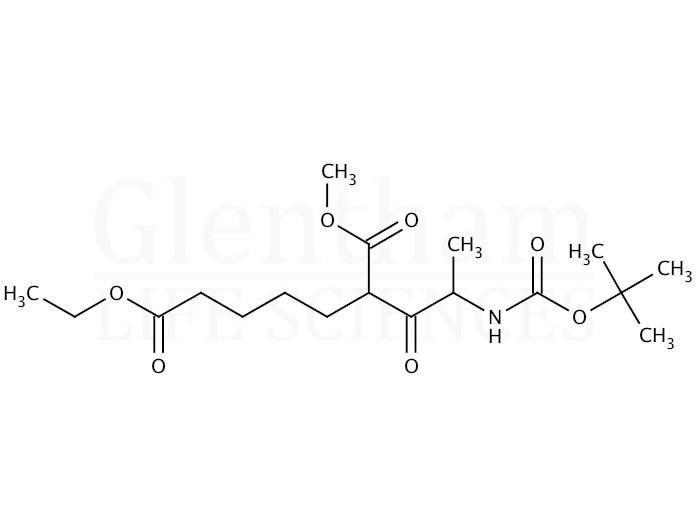 Structure for 2-[2-(N-Boc-amino)propionyl]heptanedioic Acid 7-ethyl ester 1-methyl ester