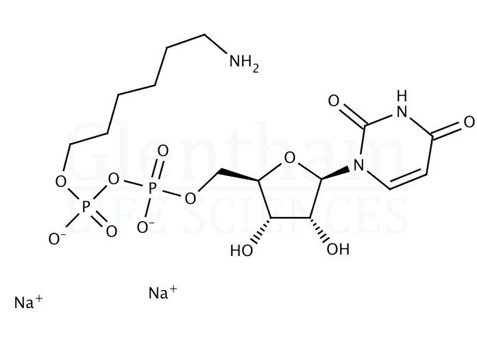 Structure for  Uridine 5′-diphosphohexanolamine sodium salt   (108320-83-8)