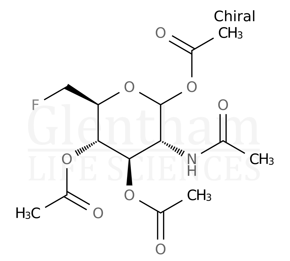 2-Acetamido-1,3,4-tri-O-acetyl-2,6-dideoxy-6-fluoro-D-glucopyranose Structure
