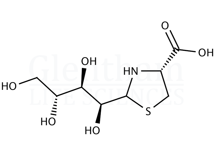 2-(D-Arabino-tetrahydroxybutyl)-4(R)-1,3-thiazolidine-4-carboxylic acid Structure