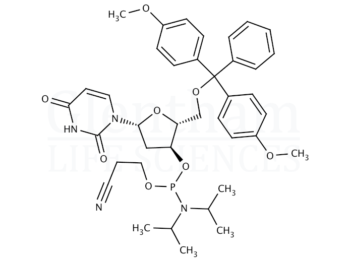 Structure for 5''-O-DMT-2''-O-methyluridine 3''-CE phosphoramidite