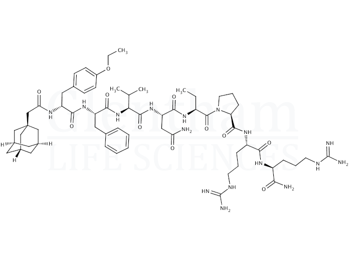 [Adamantaneacetyl1, O-Et-D-Tyr2, Val4, Aminobutyryl6, Arg8,9]-Vasopressin Structure
