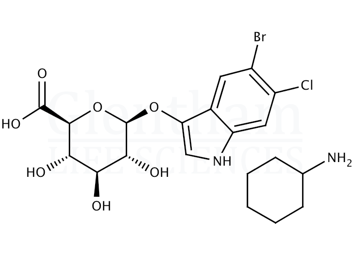 Structure for 5-Bromo-4-chloro-3-indolyl b-D-glucuronide cyclohexylammonium salt