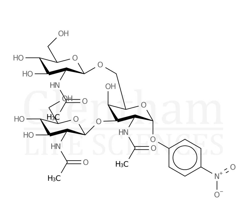 Structure for 4-Nitrophenyl 2-acetamido-3,6-di-O-(2-acetamido-2-deoxy-b-D-glucopyranosyl) -2-deoxy-a-D-galactopyranoside