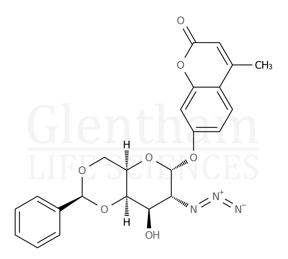 4-Methylumbelliferyl 2-azido-2-deoxy-4,6-O-phenylmethylene-a-D-galactopyranoside Structure