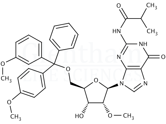 5''-O-DMT-N2-isobutyryl-2''-O-methylguanosine Structure