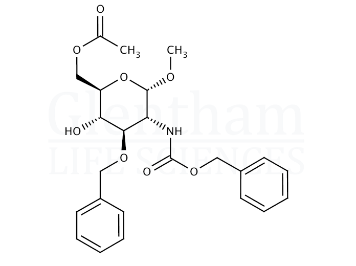 Structure for Methyl 6-O-acetyl-3-O-benzyl-2-benzyloxycarbonylamino-2-deoxy-a-D-glucopyranose