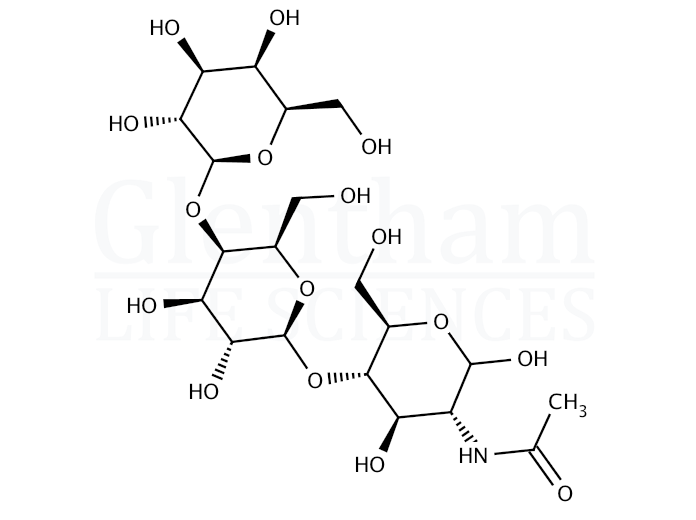 Structure for 2-Acetamido-2-deoxy-4-O-([4-O-b-D-galactopyranosyl]-b-D-galactopyranosyl)-D-glucopyranose