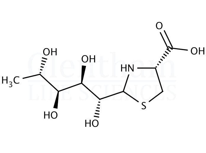 Structure for  2-(L-Rhamno-tetrahydroxypentyl)-4(R)-1,3-thiazolidine-4-carboxylic acid  (115184-32-2)