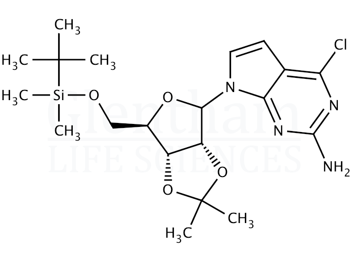 9-(5''-O-t-Butyldimethylsilyl-2'',3''-O-isopropylidene-b-D-ribofuranosyl)-6-chloro-7-deazaguanine Structure