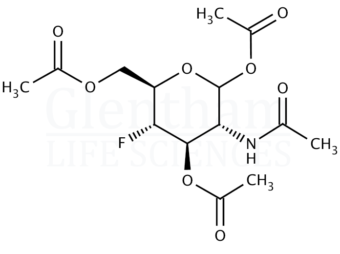 Structure for 2-Acetamido-4-fluoro-1,3,6-tri-O-acetyl-2,4-dideoxy-D-glucopyranose