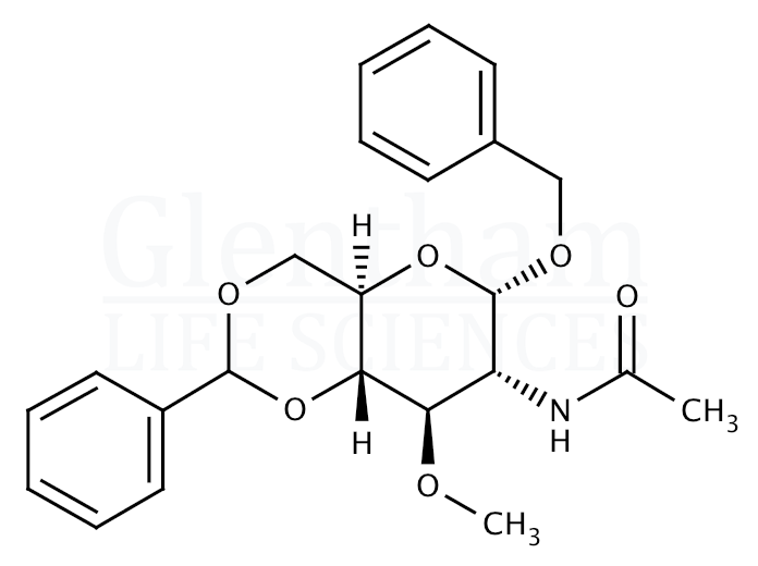 Benzyl 2-acetamido-4,6-O-benzylidene-2-deoxy-3-O-methyl-α-D-glucopyranoside Structure