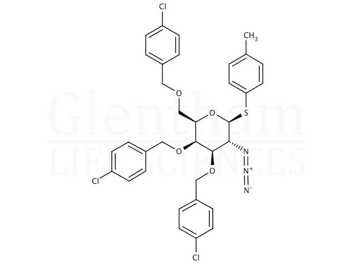 Structure for 4-Methylphenyl 2-azido-3,4,6-tri-O-(4-chlorobenzyl)-2-deoxy-b-D-thiogalactopyranoside
