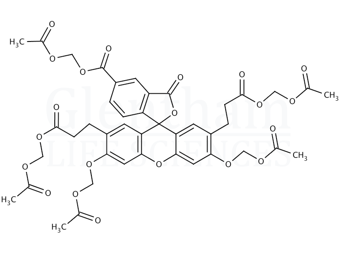 2′,7′-bis(2-Carboxyethyl)-5(6)-carboxyfluorescein acetoxymethyl ester Structure