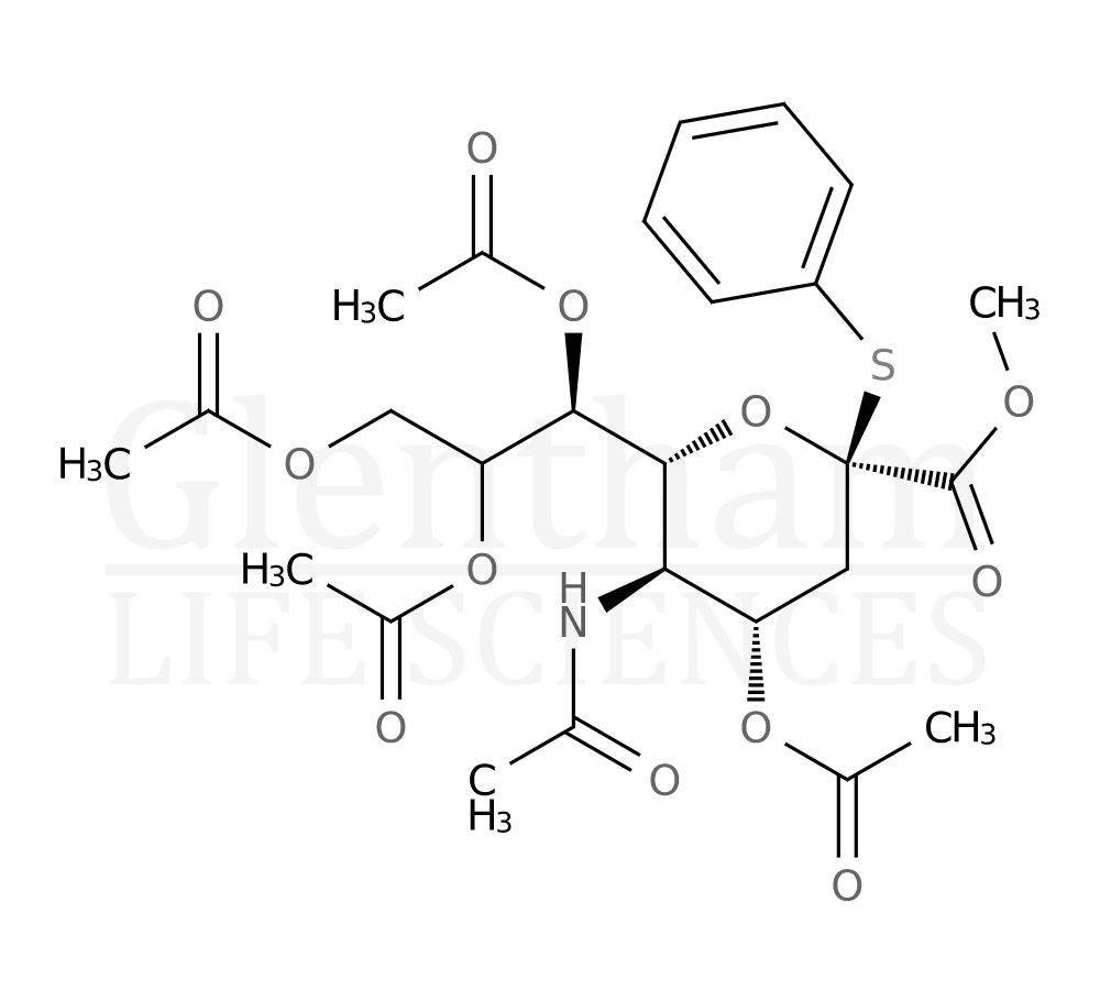 Structure for Methyl 5-acetamido-4,7,8,9-tetra-O-acetyl-3,5-dideoxy-2-thiophenyl-D-glycero-a-D-galacto-2-nonulopyranosylonate