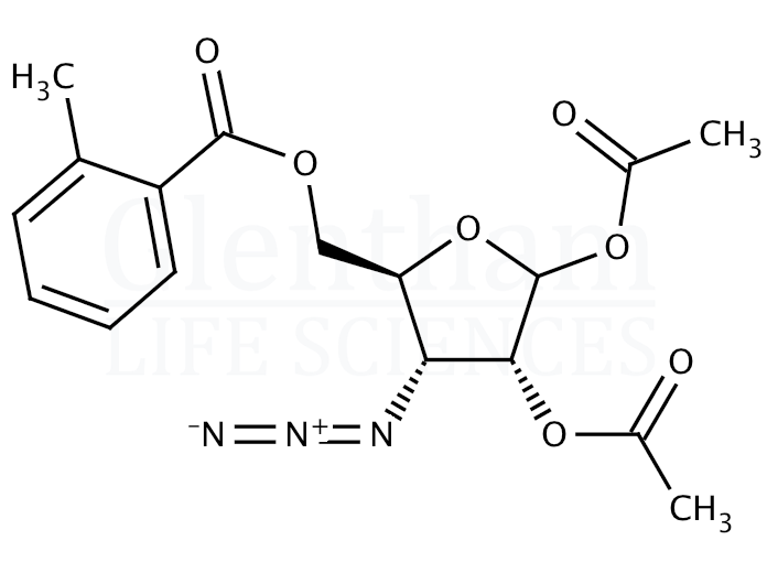 Structure for 1,2-Di-O-acetyl-3-azido-3-deoxy-5-O-toluoyl-D-ribofuranose