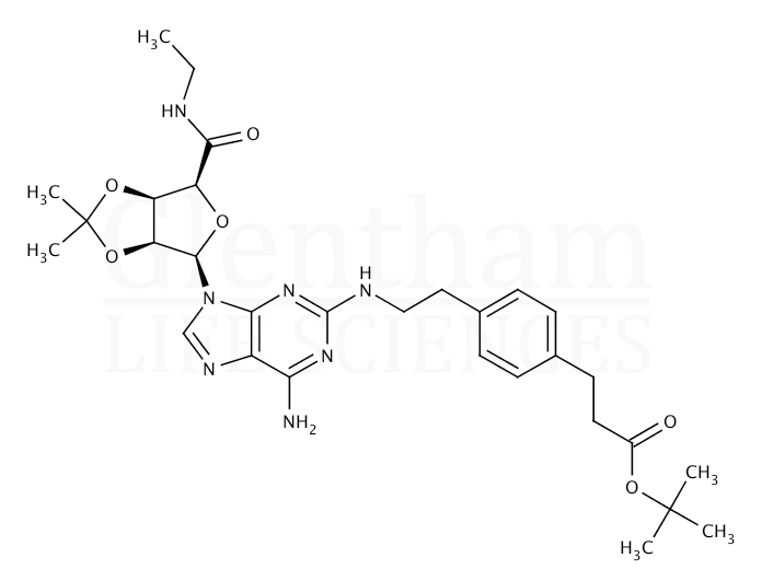 2-[[4-[2-(tert-Butoxycarbonyl)ethyl]phenylethyl]amino]2'',3''-O-isopropylideneadenosine-5''-N-ethylcarboxamide Structure