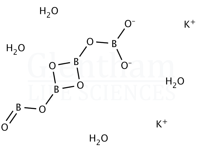 Potassium tetraborate tetrahydrate Structure