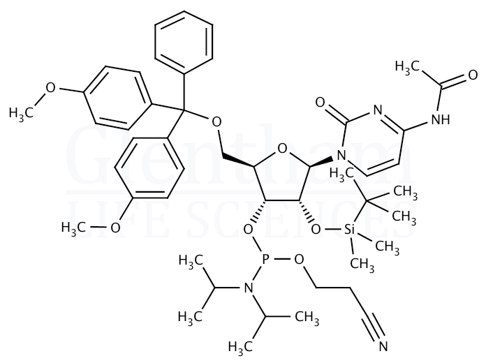 Structure for N4-Acetyl-2''-O-tert-butyldimethylsilyl-5''-O-DMT-cytidine 3''-CE phosphoramidite