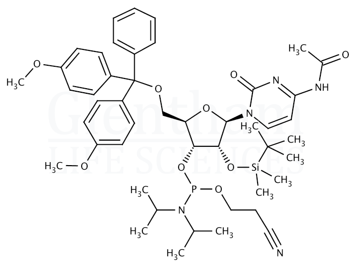 N4-Acetyl-2''-O-tert-butyldimethylsilyl-5''-O-DMT-cytidine 3''-CE phosphoramidite Structure