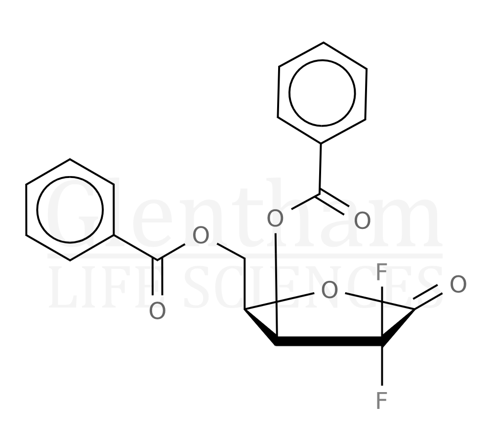 2-Deoxy-2,2-difluoro-D-threo-pentofuranos-1-ulose-3,5-dibenzoate Structure