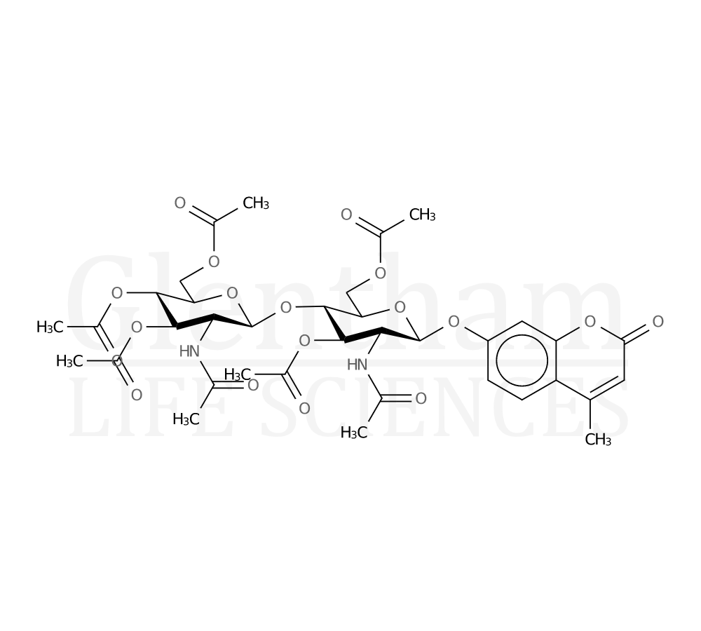 Structure for 4-Methylumbelliferyl b-D-chitobiose heptaacetate