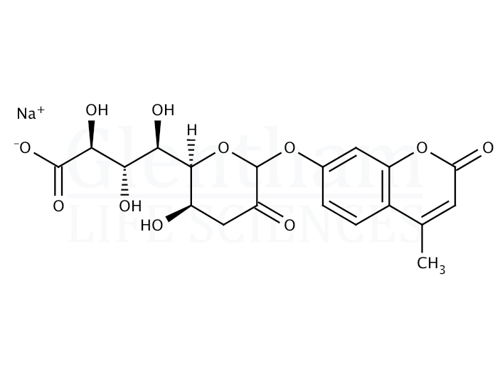 Structure for 4-Methylumbelliferyl 3-deoxy-D-glycero-a-D-galacto-2-nonulosonic acid sodium salt