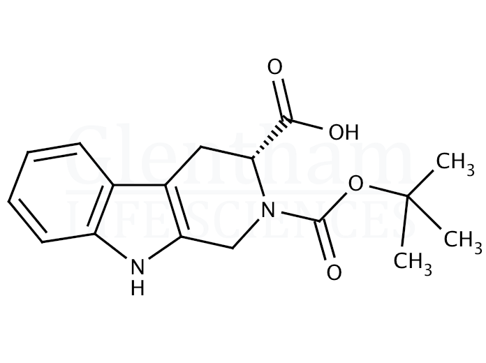 Structure for (R)-2-Boc-1,2,3,4-tetrahydronorharmane-3-carboxylic acid (123910-26-9)