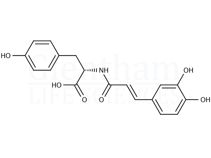 Structure for N-[3'',4''-Dihydroxy-(E)-cinnamoyl]-L-tyrosine