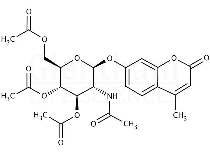 Structure for 4-Methylumbelliferyl 2-acetamido-3,4,6-tri-O-acetyl-2-deoxy-b-D-glucopyranoside