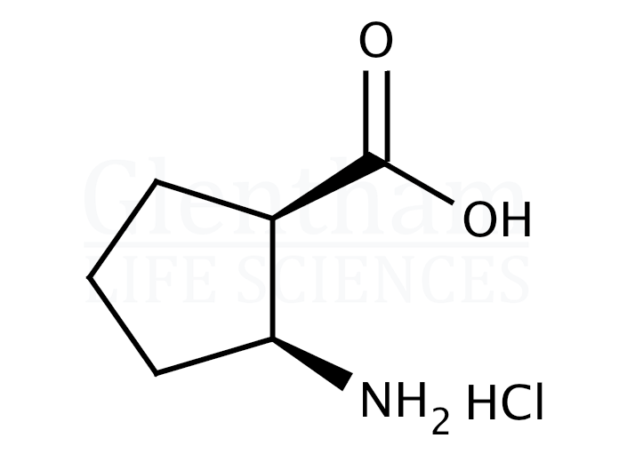 Structure for (1R,2S)-(-)-2-Amino-1-cyclopentanecarboxylic acid hydrochloride hemihydrate (128110-37-2 (anhydrous))