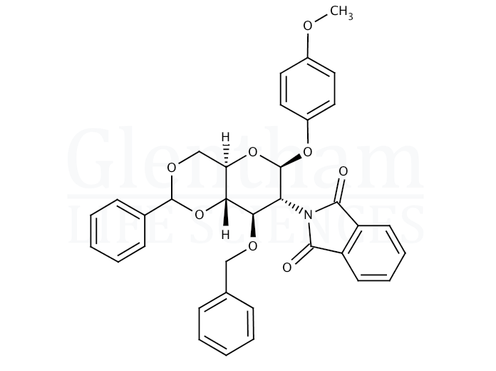 Structure for 4-Methoxyphenyl 3-O-benzyl-4,6-O-benzylidene-2-deoxy-2-phthalimido-b-D-glucopyranoside