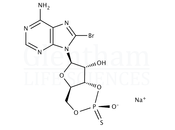 Structure for 8-Bromoadenosine 3'',5''-cyclic monophosphorothioate, Rp-isomer sodium salt