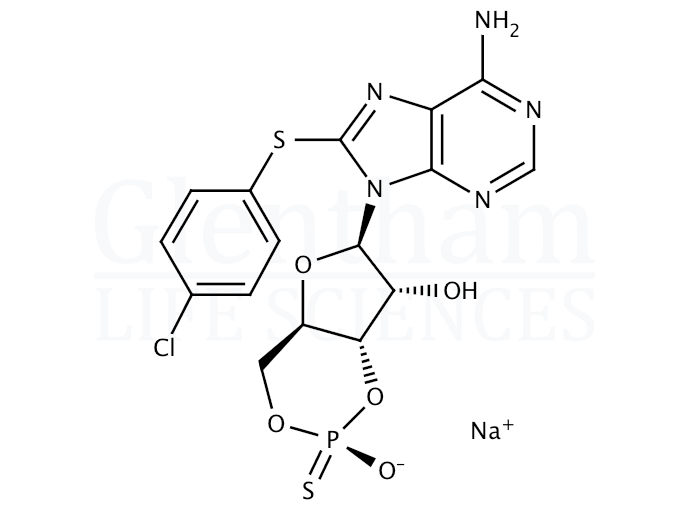8-(4-Chlorophenylthio)adenosine-3′,5′-cyclic monophosphorothioate, Rp-isomer sodium salt Structure