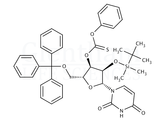 2’-O-(tert-Butyldimethylsilyl)-3’-O-(phenoxythioncarbonyl)-5’-O-trityluridine Structure
