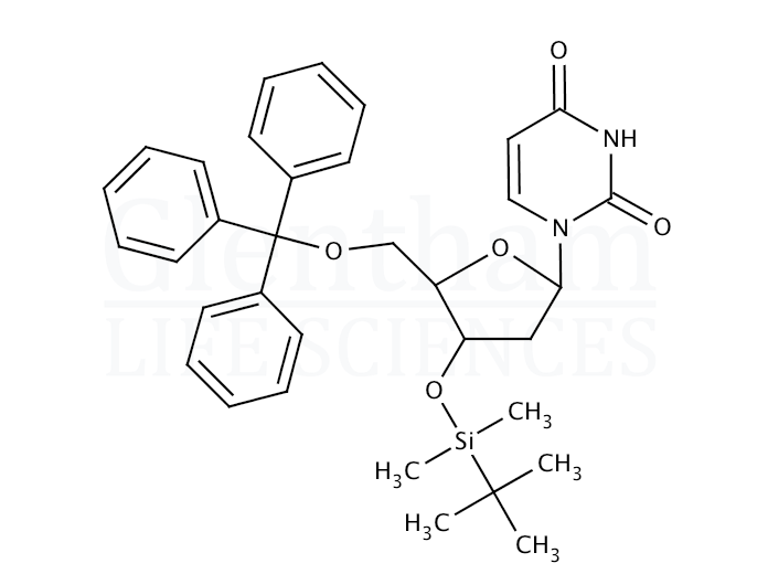 2’-O-(tert-Butyldimethylsilyl)-3’-deoxy-5’-O-trityluridine Structure